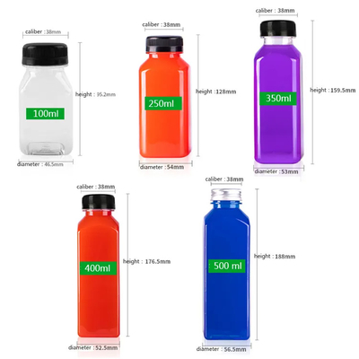 Lanwei 250Ml 500Ml 12Oz16Oz χυμός ποτών τετράγωνο μπουκάλι νερού πλαστικό μπουκάλι με κάλυμμα