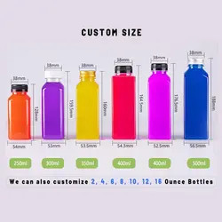 Lanwei 250Ml 500Ml 12Oz16Oz χυμός ποτών τετράγωνο μπουκάλι νερού πλαστικό μπουκάλι με κάλυμμα