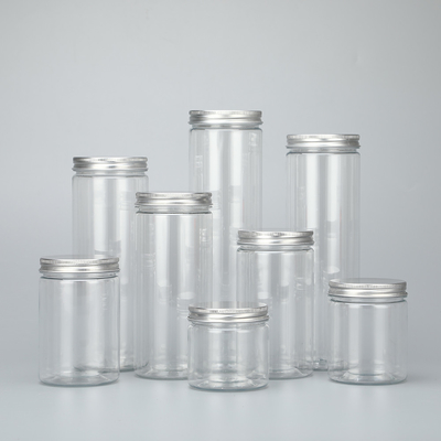 εξατομικευμένα 100ml 200ml 8oz 300ml 12oz 500ml διαυγές λευκό μαύρο κεχριμπάρι ευρύ στόμα καλλυντικά δοχεία πλαστικού βάζου για κατοικίδια ζώα με αλουμί