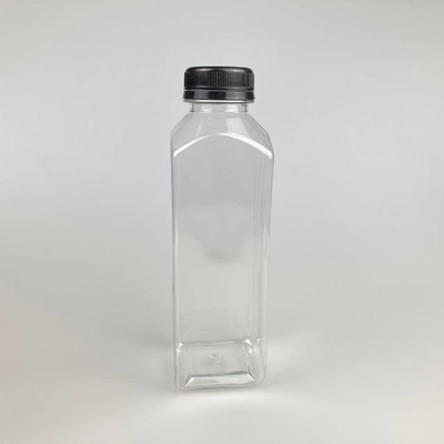 60ml 120ml 250ml 350ml 500ml τετραγωνικό μπουκάλι χυμού με μαύρο καπάκι