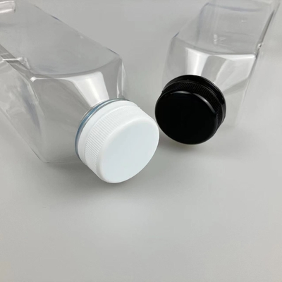 60ml 120ml 250ml 350ml 500ml τετραγωνικό μπουκάλι χυμού με μαύρο καπάκι