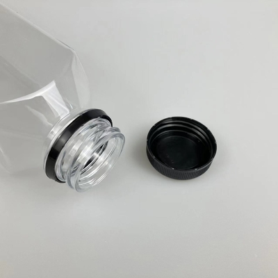 60ml 120ml 250ml 350ml 500ml τετραγωνικό μπουκάλι χυμού με μαύρο καπάκι