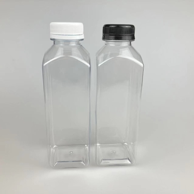 60ml 120ml 250ml 350ml 500ml τετραγωνικό μπουκάλι χυμού με μαύρο καπάκι