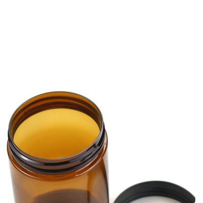 Fast Shipping Plastic Jar for Cosmetic Amber Food Quality Bottle Pet Bottles with Screw Black Cap with Custom Designs