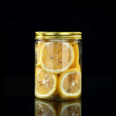 Προσαρμοσμένο 16oz 32oz 500ml 1000ml Διαφανές πλαστικό βάζο PET με πλατύ στόμα με αλουμινένιο κάλυμμα Διαφανές αποθήκευση τροφίμων πλαστικές συσκευασίες