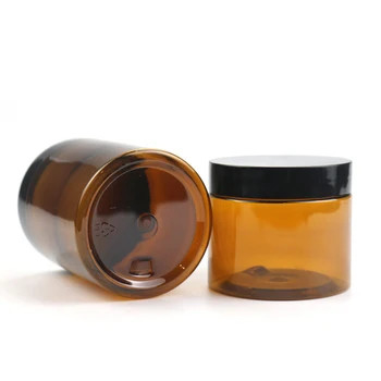 Αμπερό μαύρο περιέκτη PET άδειο 100g 120g 200g 250g 300g 500g πλαστικό βάζο με εσωτερικό καπάκι 4oz 8oz