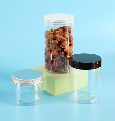 Διαφανή δοχεία PET 200 ml 250 ml 300 ml 500 ml πλατύ στόματος PET διαφανή δοχεία με καπάκια Αλουμινίου