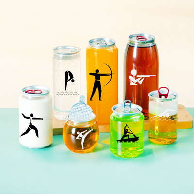 Πλαστικές κονσέρβες ποτών 330ml 500ml Σόδα μπουκάλι για καφέ γάλα με καπάκια