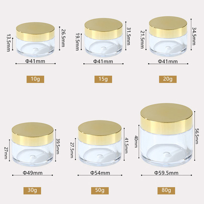 10 ml-150 ml Διαυγές πλαστικό στρογγυλό βάζο κρέμας με ευαίσθητη στην πίεση συμπίεση