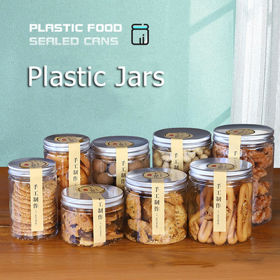 Προσαρμοσμένο 16oz 32oz 500ml 1000ml Διαυγές πλατύ στόμα βάζο PET με καπάκι αλουμινίου