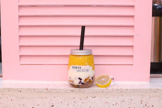 Μοντέρνα Μπουκάλια Τσαγιού με Γάλα, Διαφανές Βιδωτό Καπάκι, Ανθεκτικά, Επαναχρησιμοποιήσιμα Πλαστικά Δοχεία, Ιδανικά για Συσκευασία και Αποθήκευση Ποτών