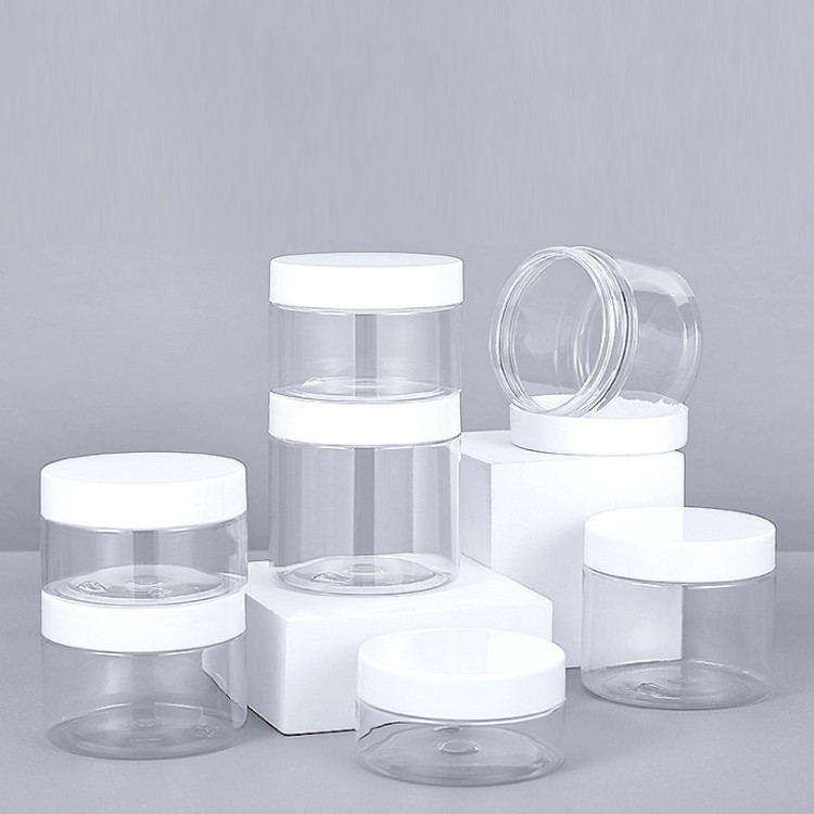 Διαφανή δοχεία PET 200 ml 250 ml 300 ml 500 ml πλατύ στόματος PET διαφανή δοχεία με καπάκια Αλουμινίου